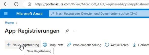 App-Registrierung neu