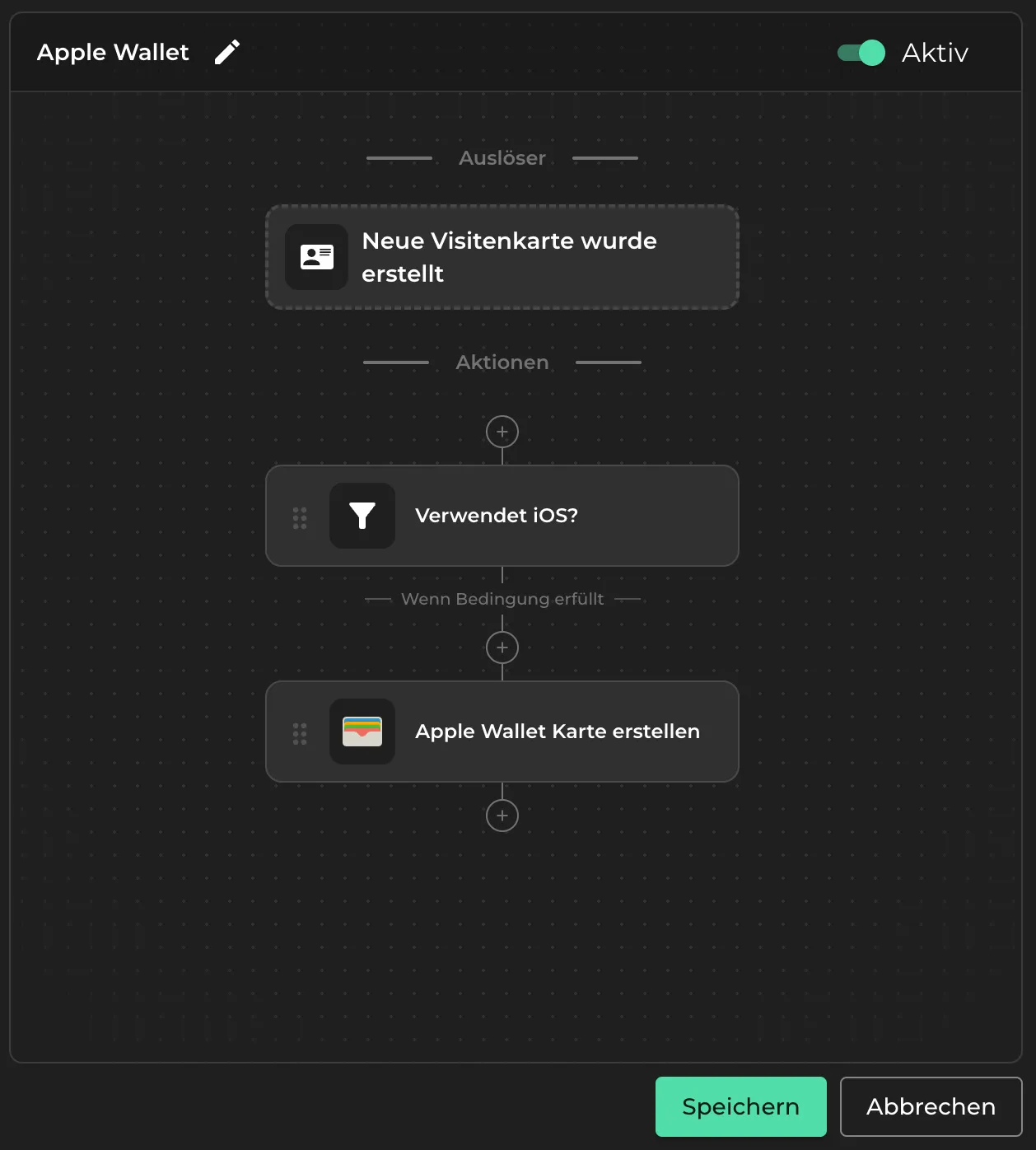 Workflow-Detailansicht mit Aktionen