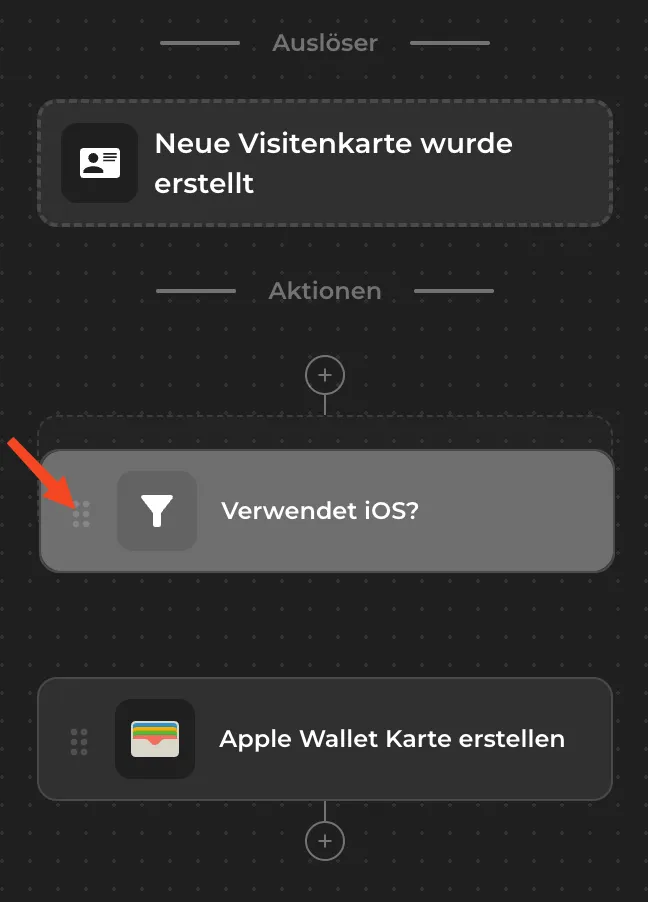 Aktion per Drag-and-Drop verschieben