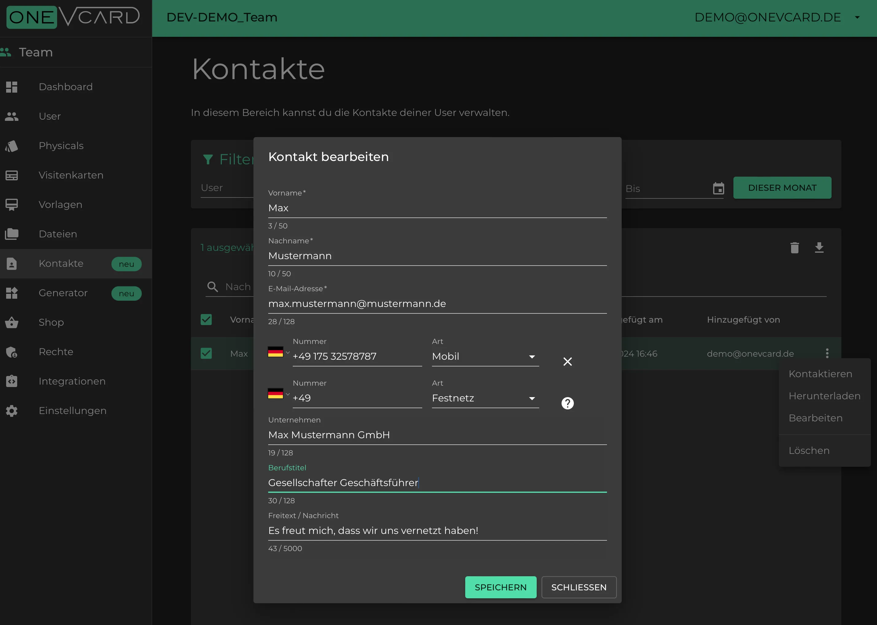 Kontakt bearbeiten