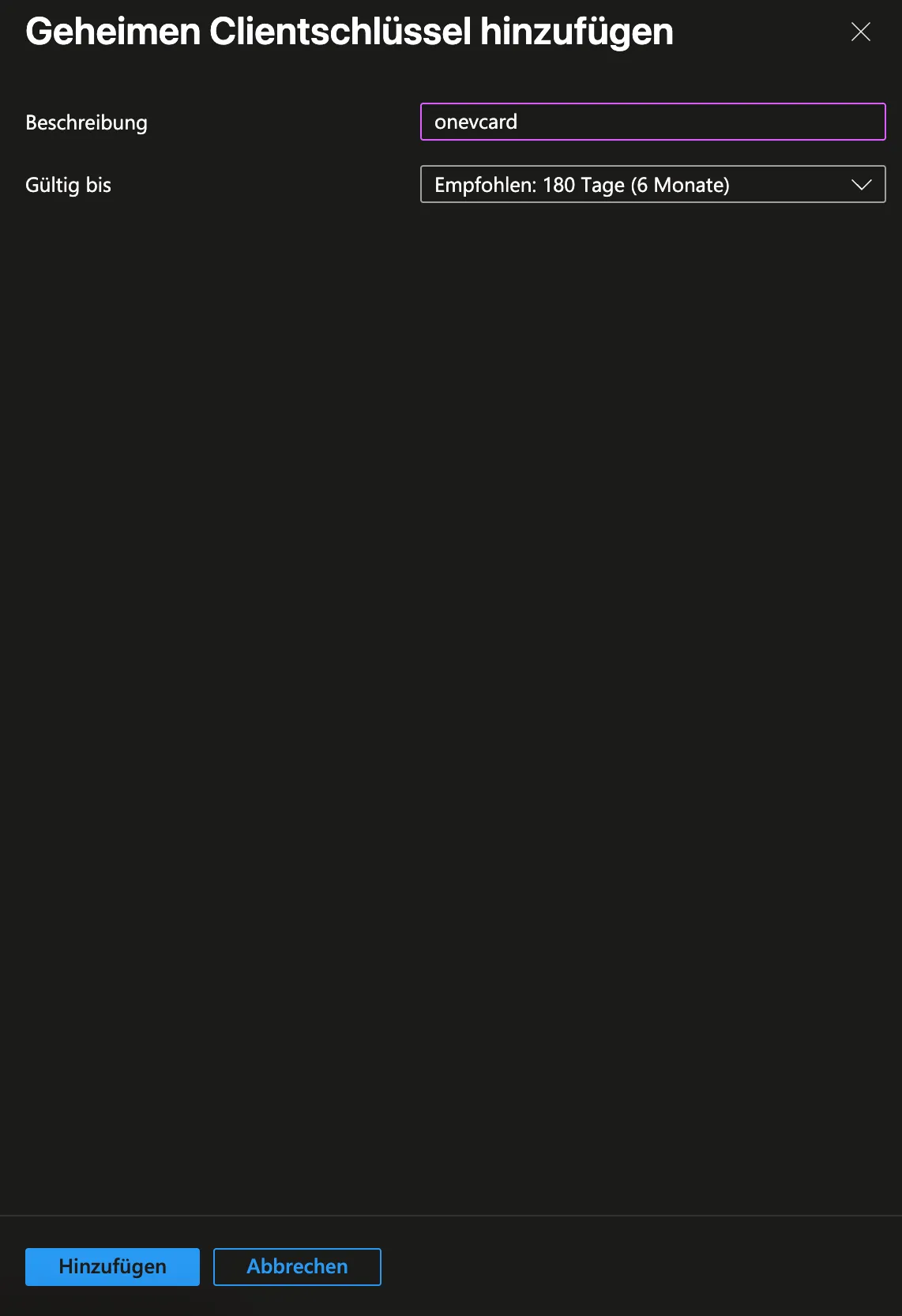 Neuer Clientschlüssel