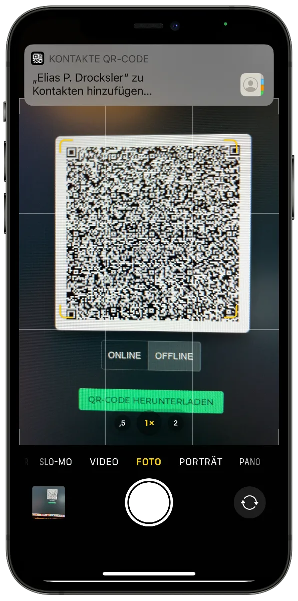 Offline QR-Code benutzung