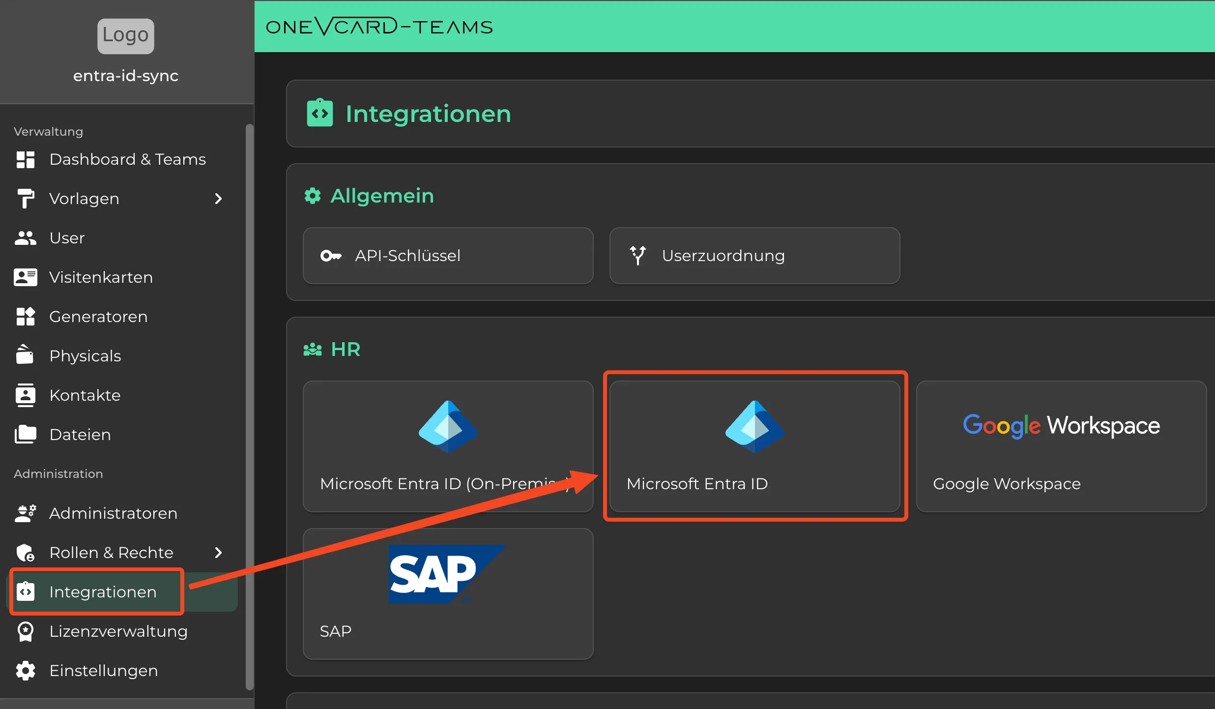 oneVcard Integration