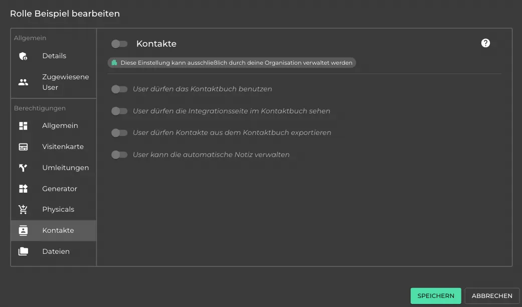 Kontaktbuch-Berechtigungen