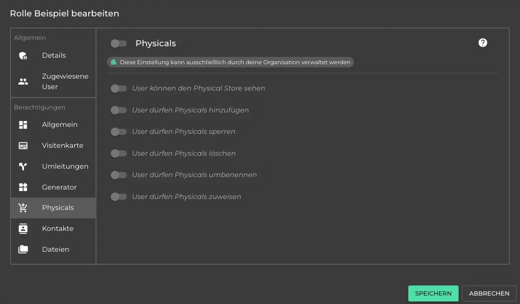 Physicals-Berechtigungen