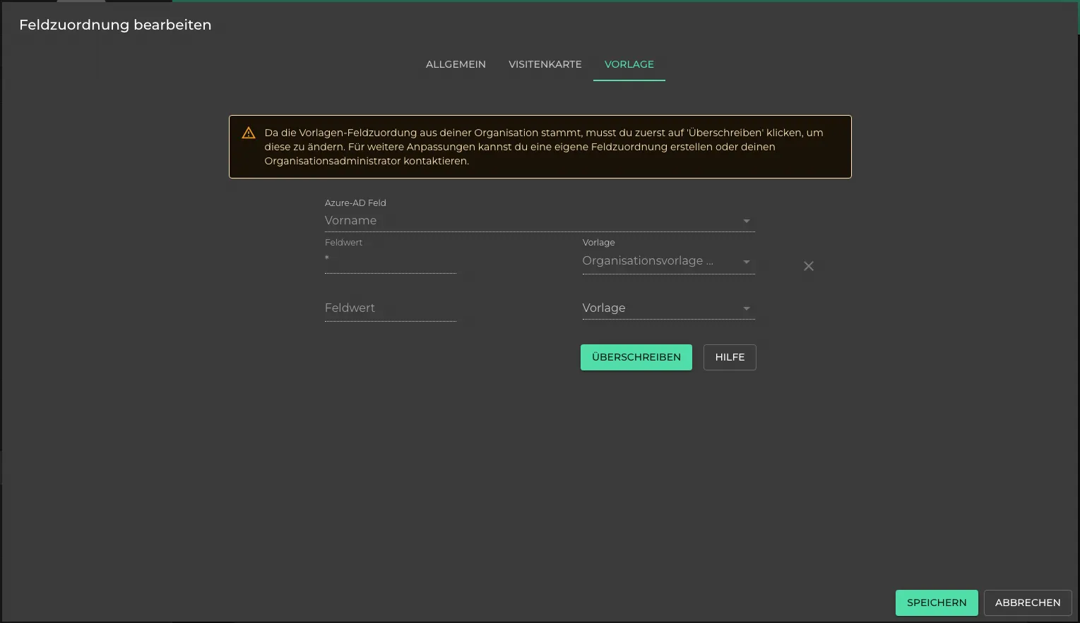 Overwrite template field assignment