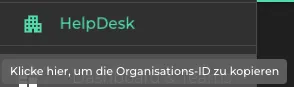 Organisations ID wird in die Zwischenablage kopiert