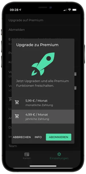 Premium upgrade dialog